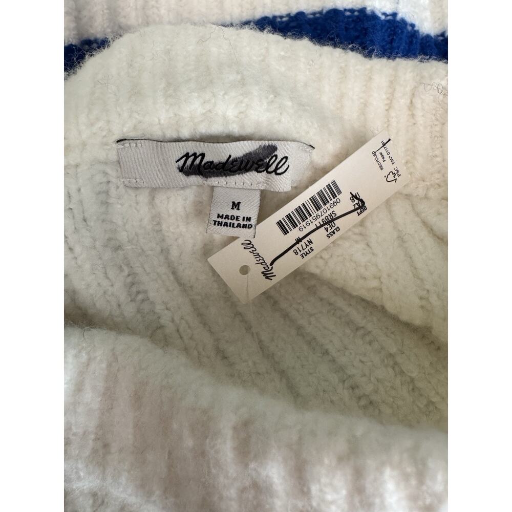 NWT Madewell Raglan Sleeve Striped Sweater Size Medium Blue White - Picture 8 of 9